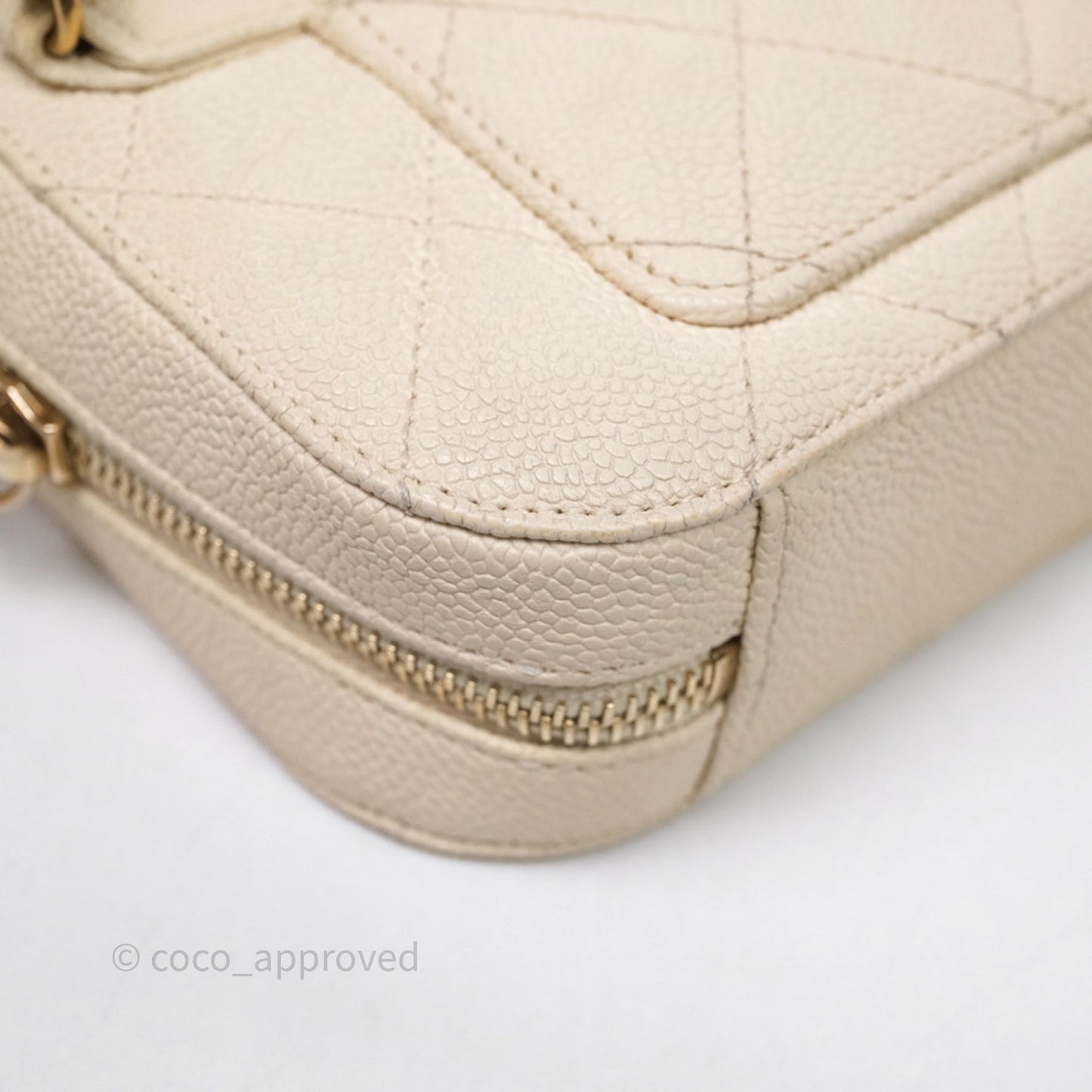Chanel Quilted Caviar Waist Bag Ivory Aged Gold Hardware