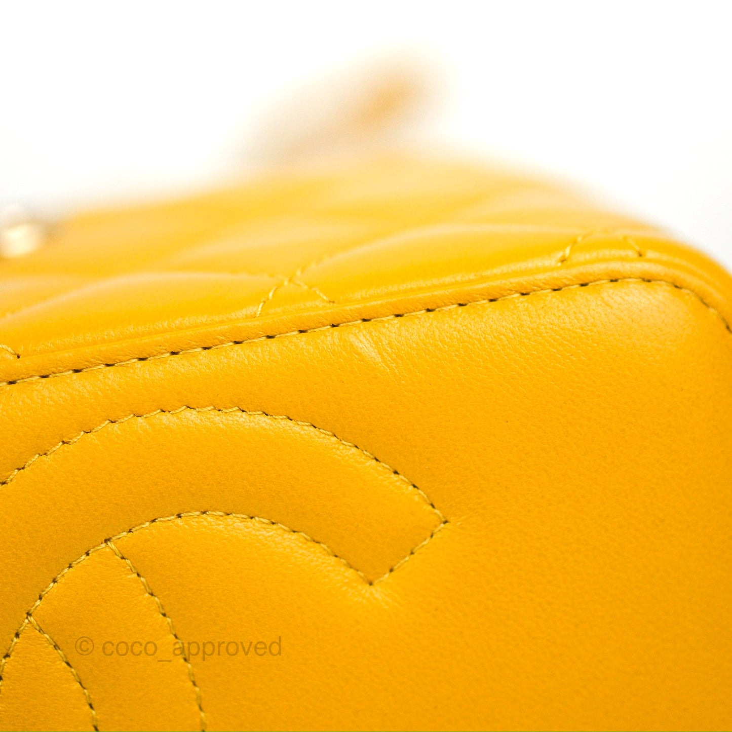 Chanel Vanity Rectangular Top Handle Yellow Lambskin Gold Hardware