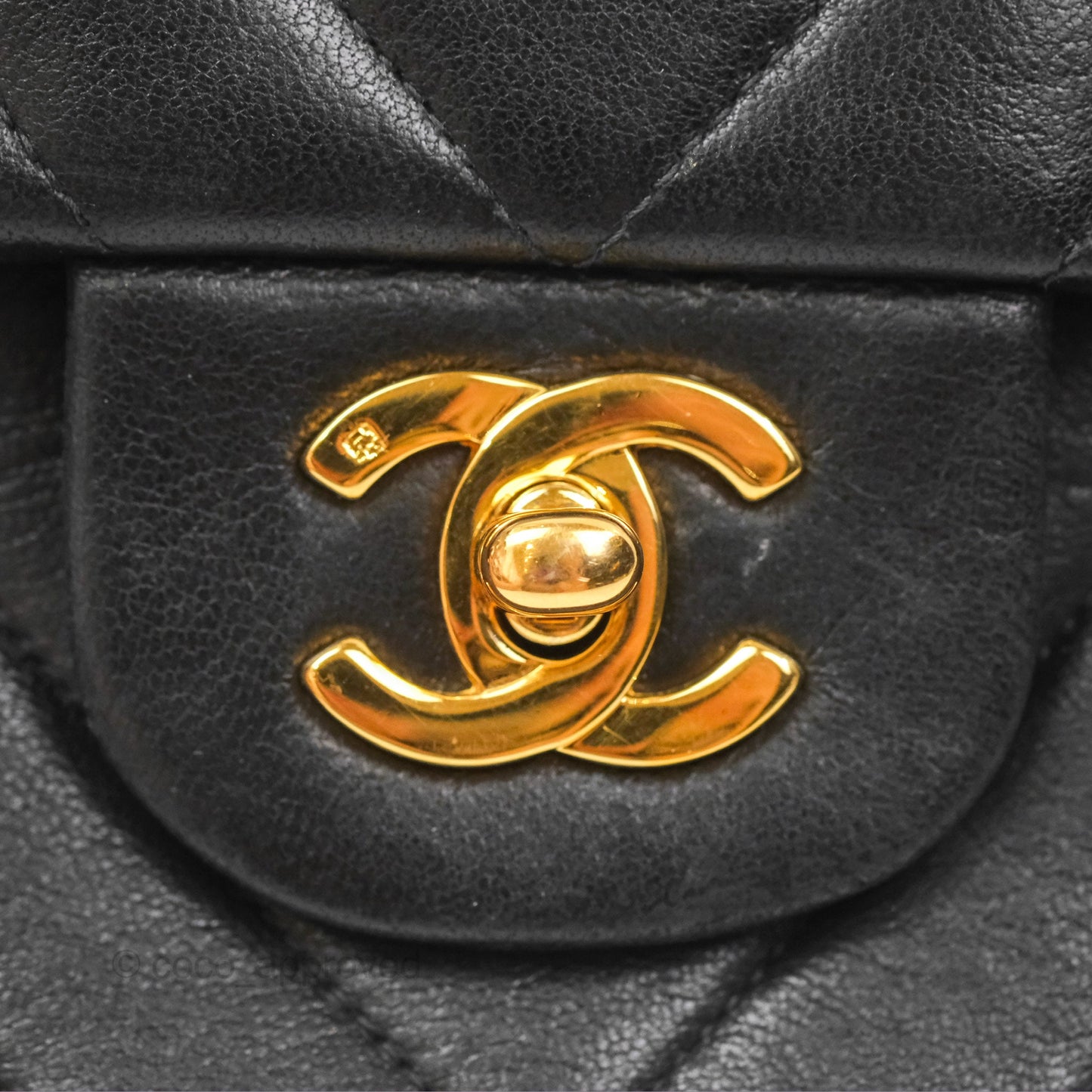 Chanel Vintage Medium Classic Flap Chevron Black Lambskin 24K Gold Hardware