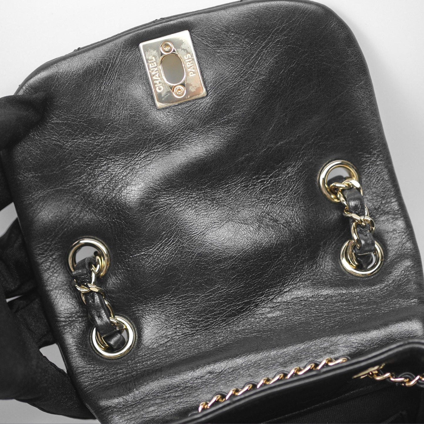 Chanel Quilted Small Duma Drawstring Backpack Black Calfskin Gold Hardware