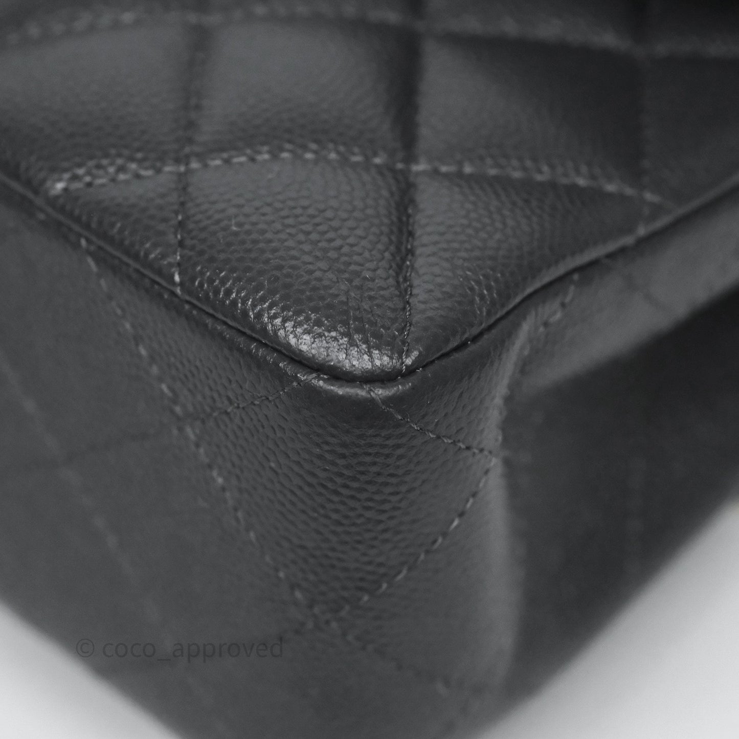 Chanel Small Classic Flap Quilted Dark Grey Caviar Gold Hardware