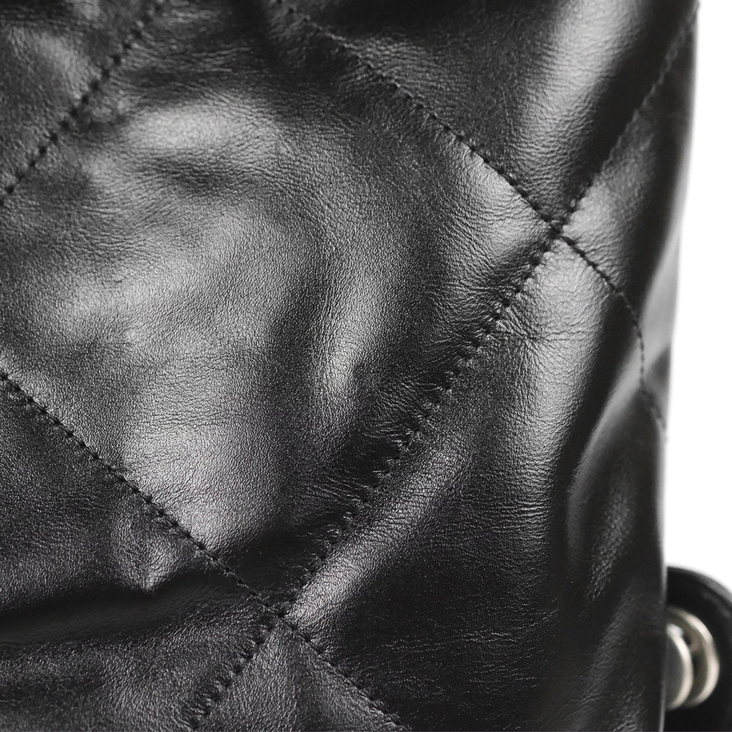 Chanel 22 Medium Shiny Calfskin Quilted Backpack Black