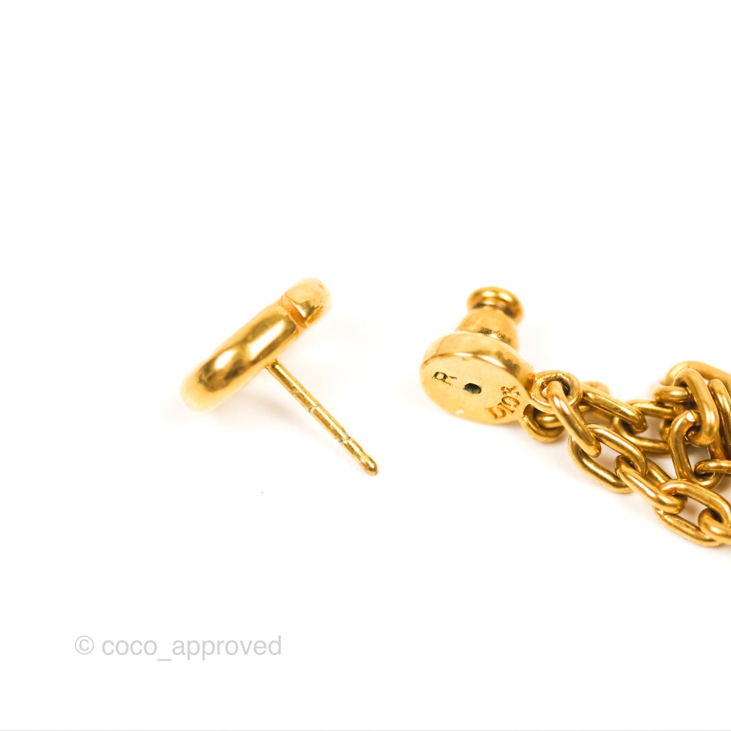 Dior CD Star Pearl Drop Earrings Matte Gold Tone