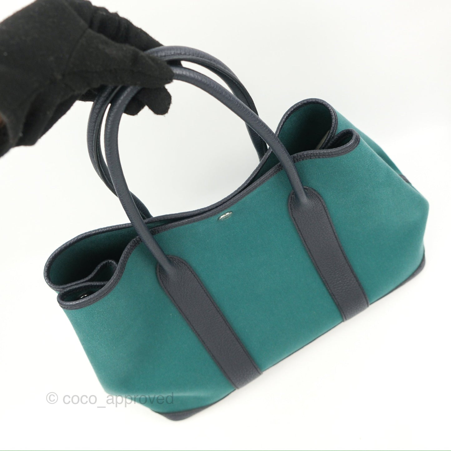 Hermès Garden Party 36 Malachite/ Blue Indigo Canvas