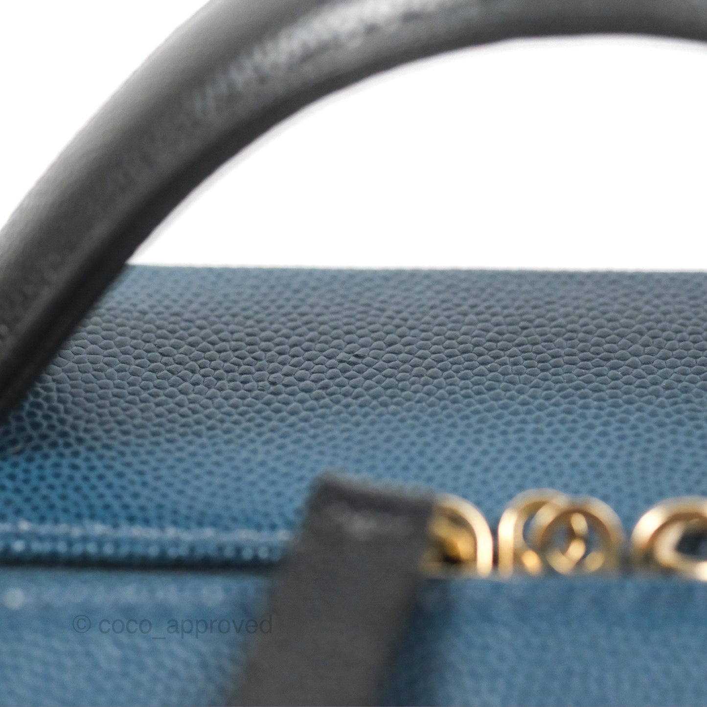 Chanel Quilted Medium CC Filigree Vanity Case Navy Black Caviar Aged Gold Hardware