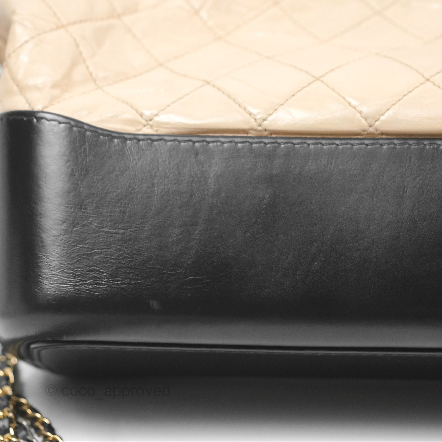 Chanel Large Gabrielle Hobo Black Beige Aged Calfskin Mixed Hardware