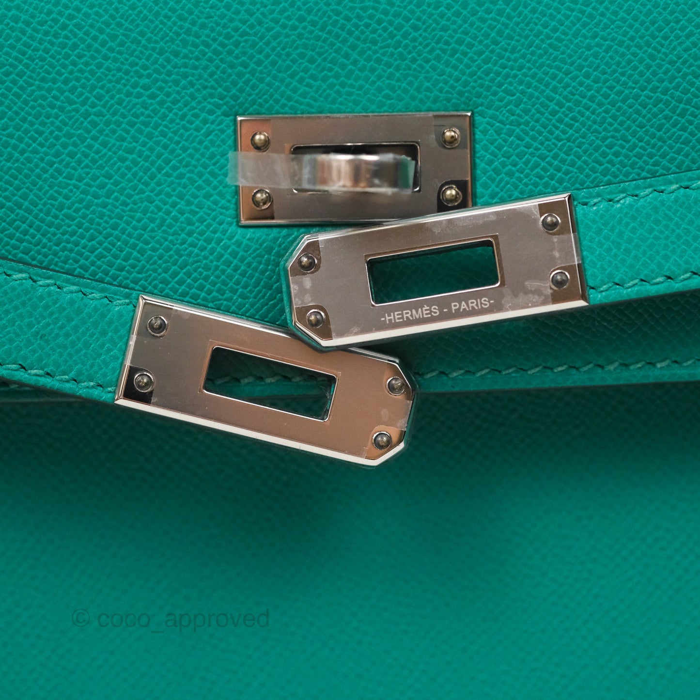Hermès Sellier Kelly 25 Madame Leather Vert Verone U1/ Bleu De Prusse 7P Palladium Hardware