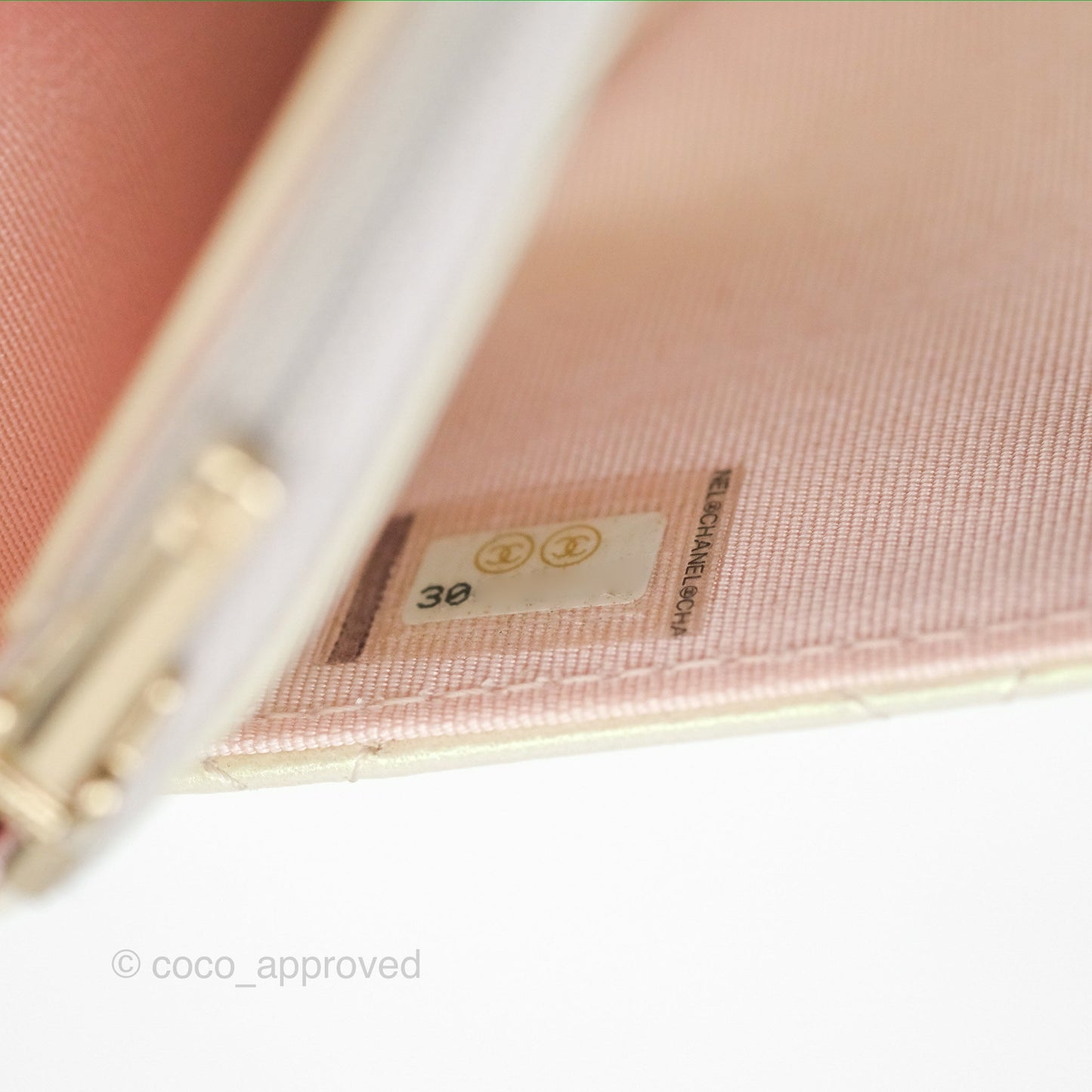 Chanel Quilted Wallet on Chain WOC Iridescent Ivory Gold Hardware 20A