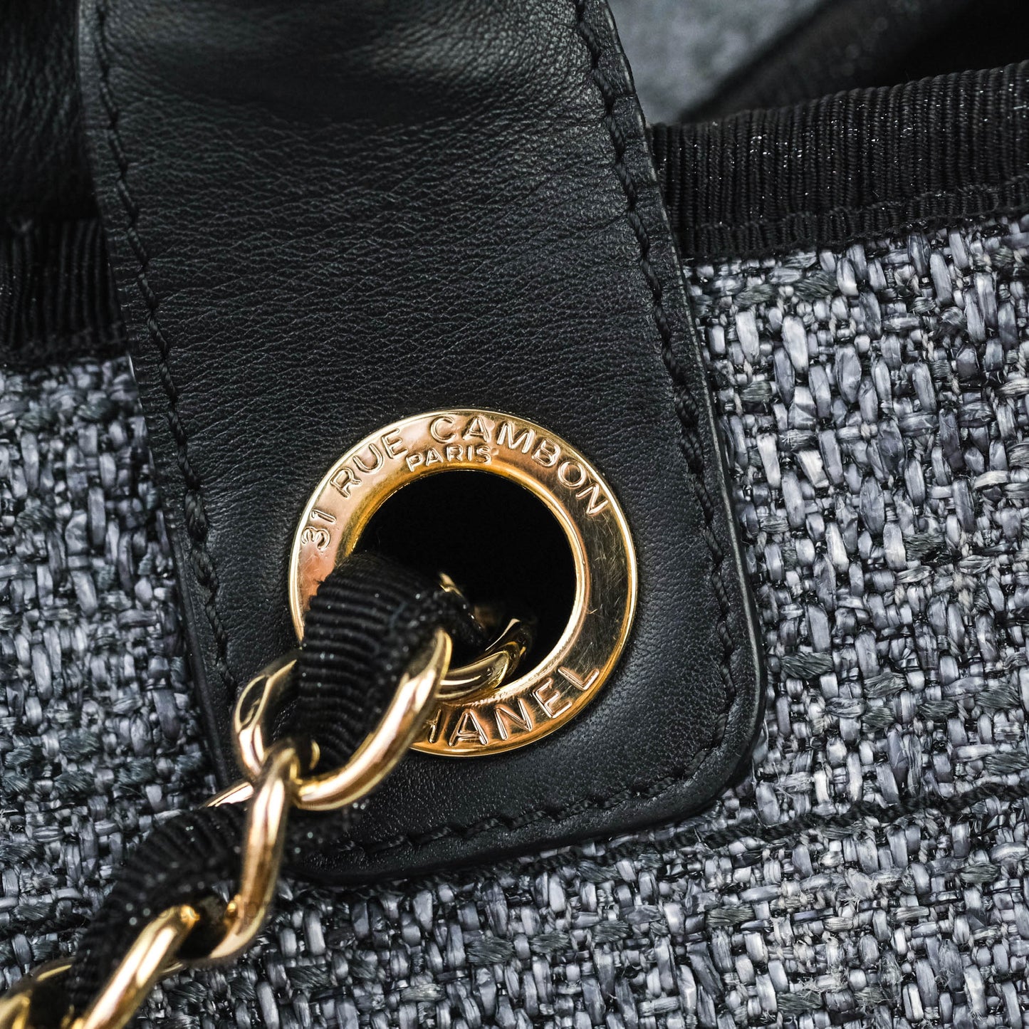 Chanel Large Deauville Charcoal Grey Canvas