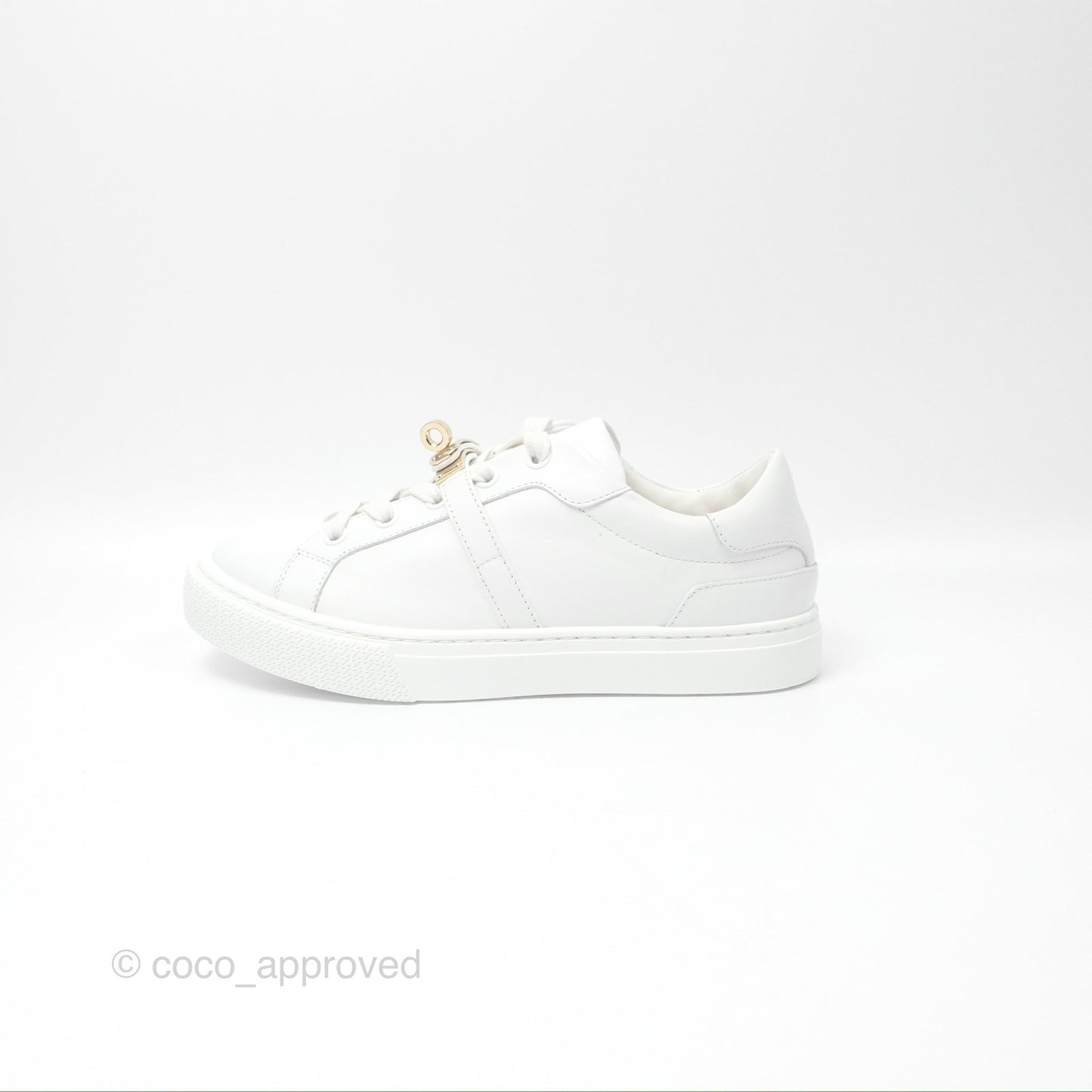 Hermès Day Sneakers White Calfskin Gold Hardware Size 35