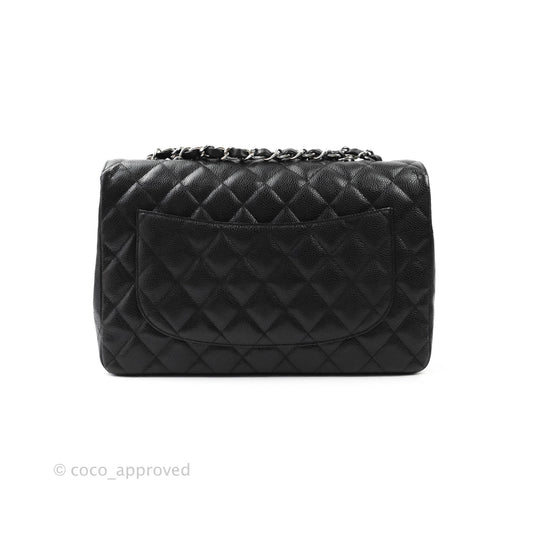 Chanel Jumbo Single Flap Black Caviar Silver Hardware