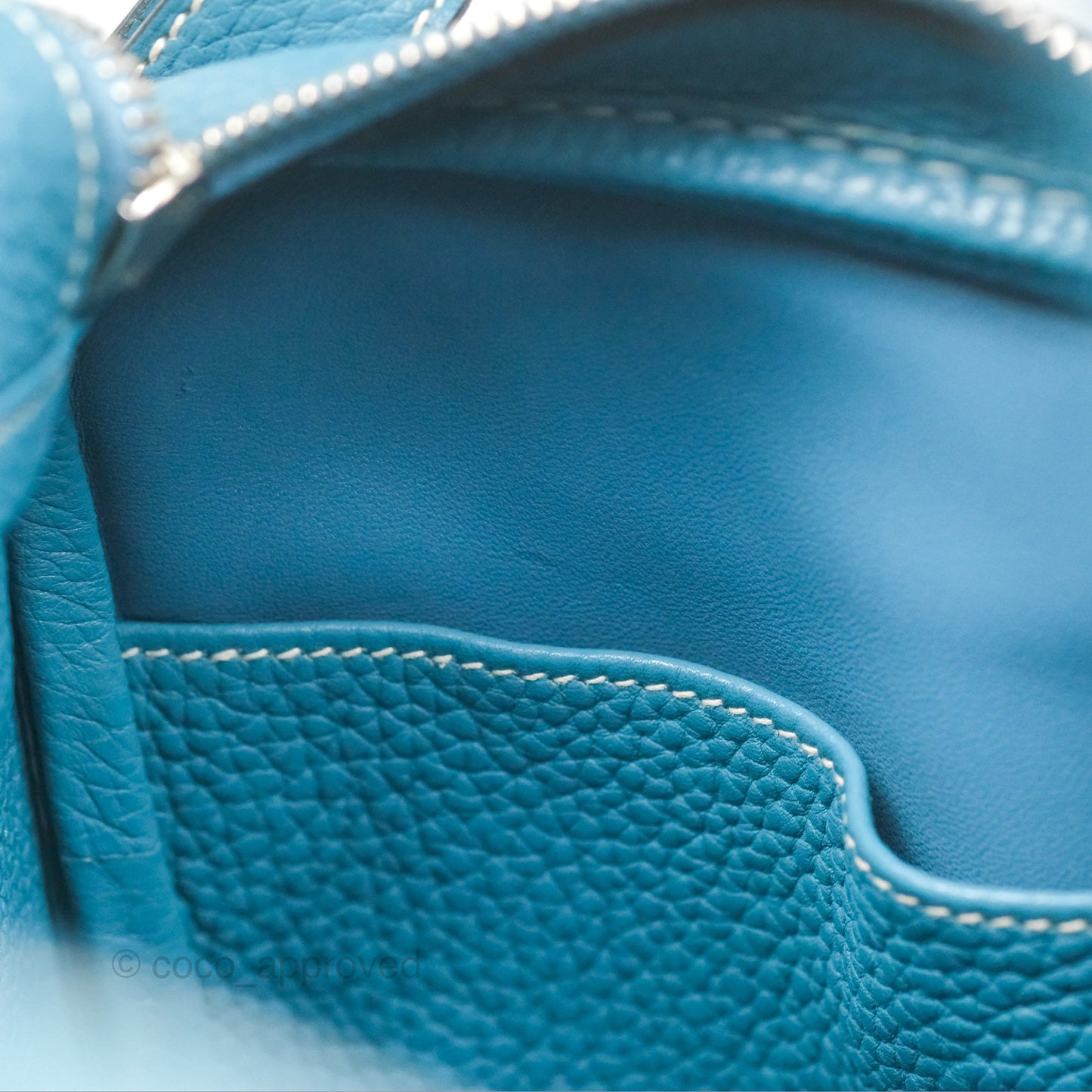 Hermès Lindy 34 Blue Jean Clemence Palladium Hardware
