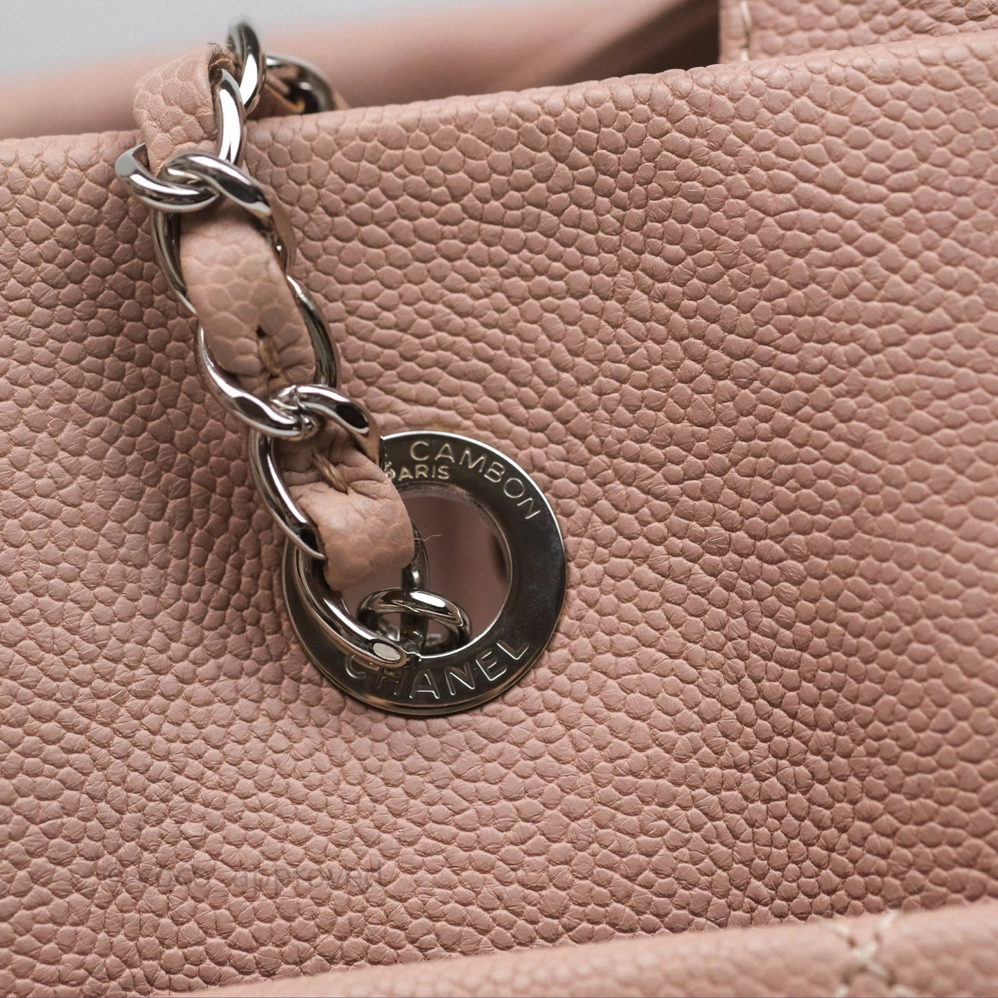Chanel Quilted Tote Bag Pink Caviar Silver Hardware