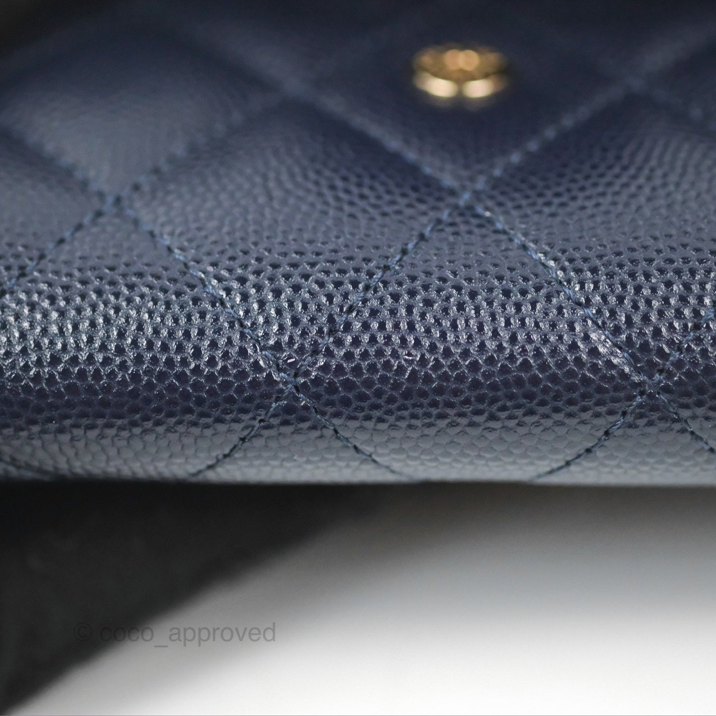 Chanel Classic Short Flap Wallet Navy Caviar Gold Hardware