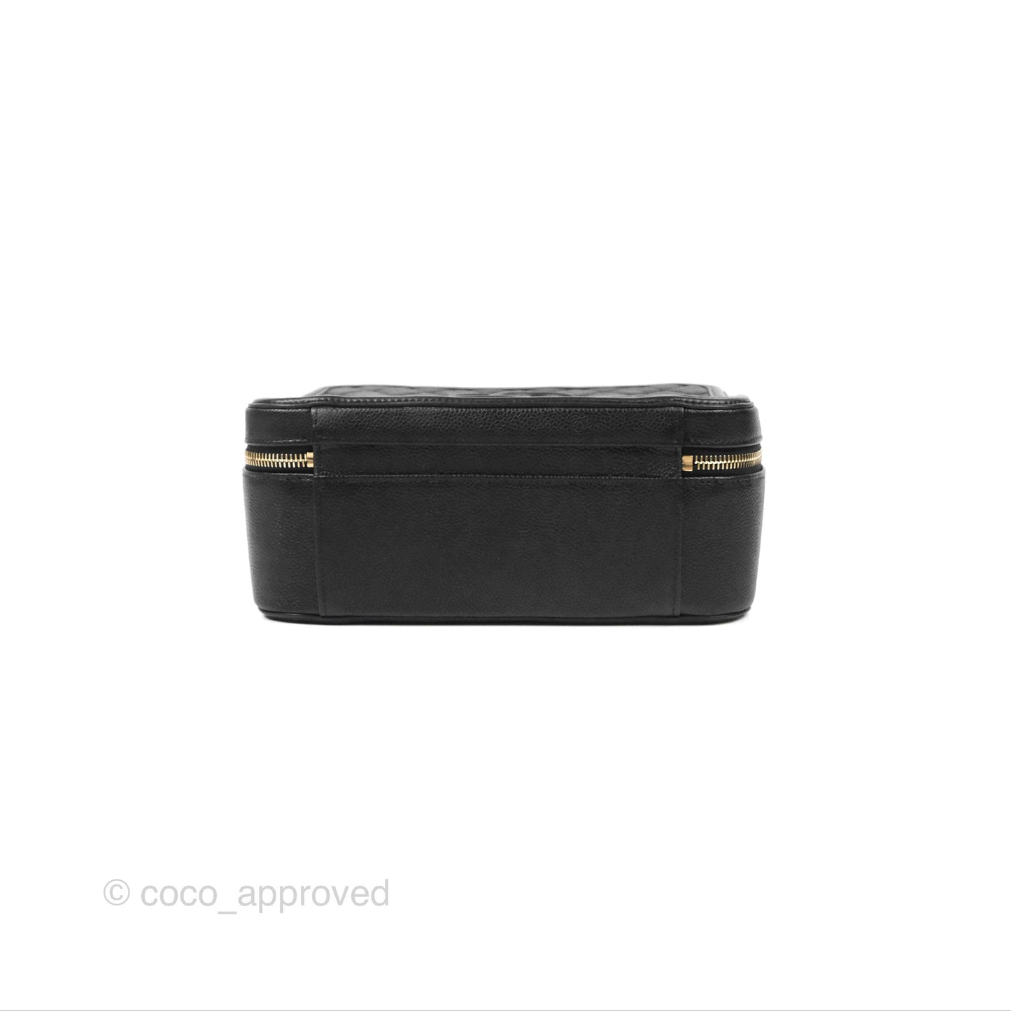 Chanel Quilted Large CC Filigree Vanity Case Black Caviar Gold Hardware