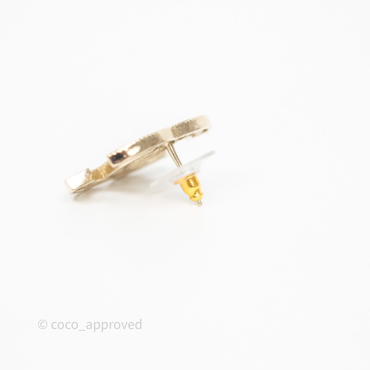 Chanel CC Crystals Pearl Earrings Gold Tone 19S