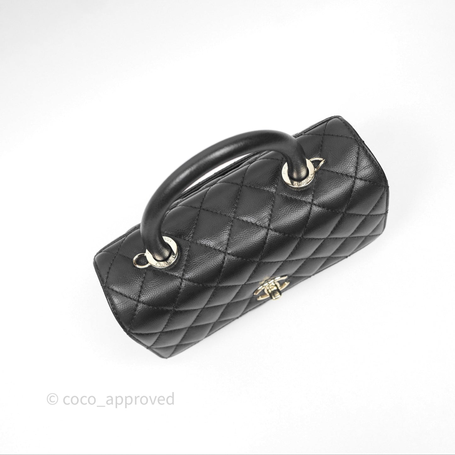 Chanel Small Coco Handle Quilted Black Caviar Gold Hardware