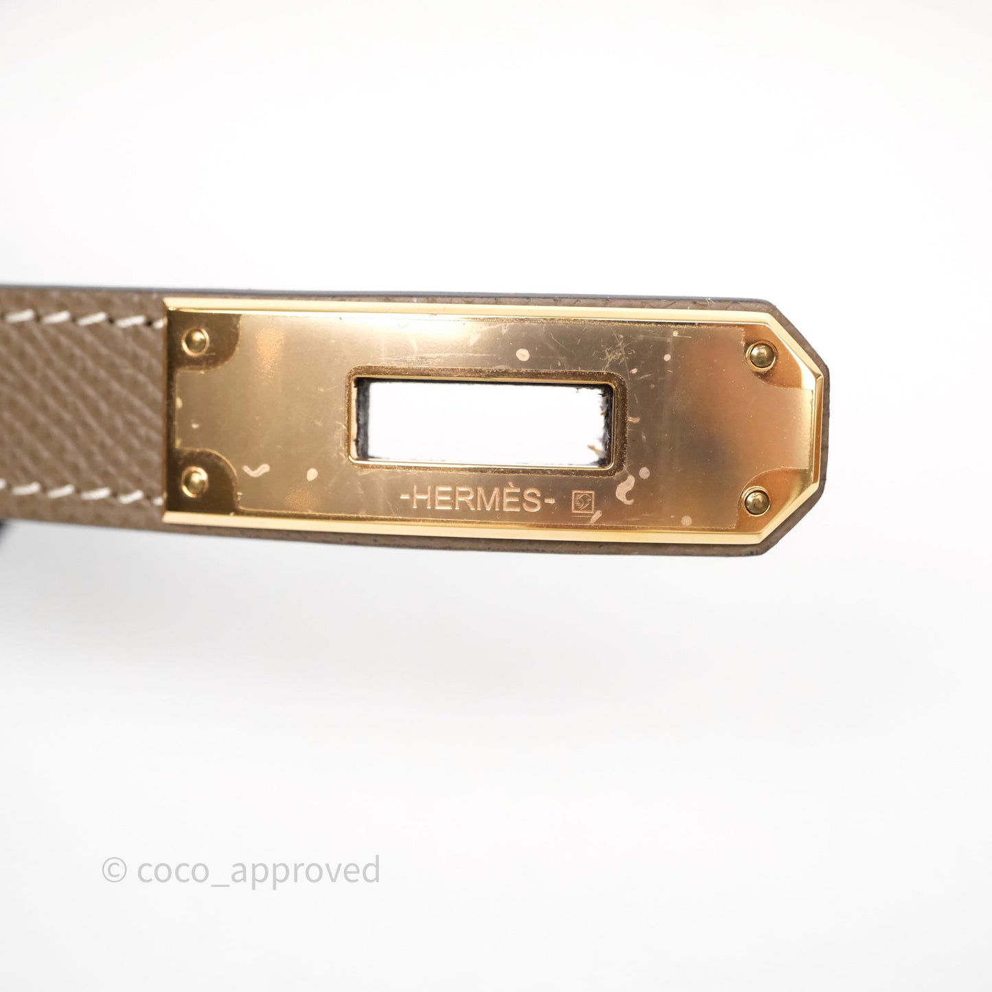 Hermès Kelly Buckle Belt Etoupe 18 Epsom Rose Gold Hardware