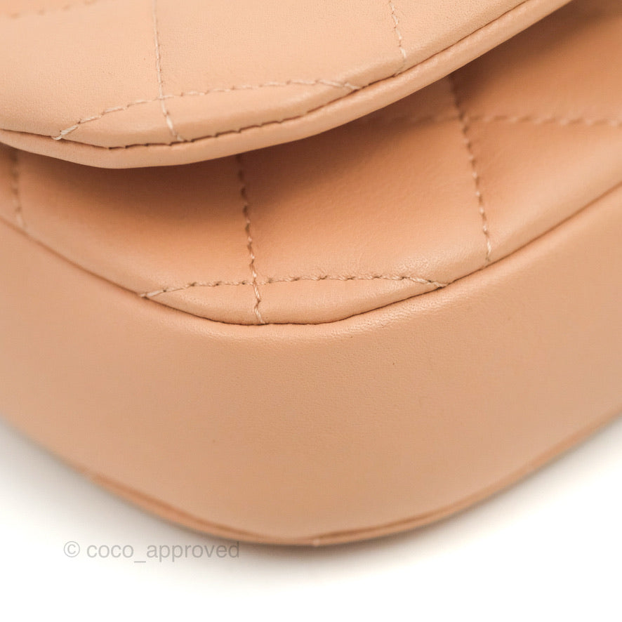 Chanel Clutch with Chain Beige Pink Calfskin Aged Gold Hardware