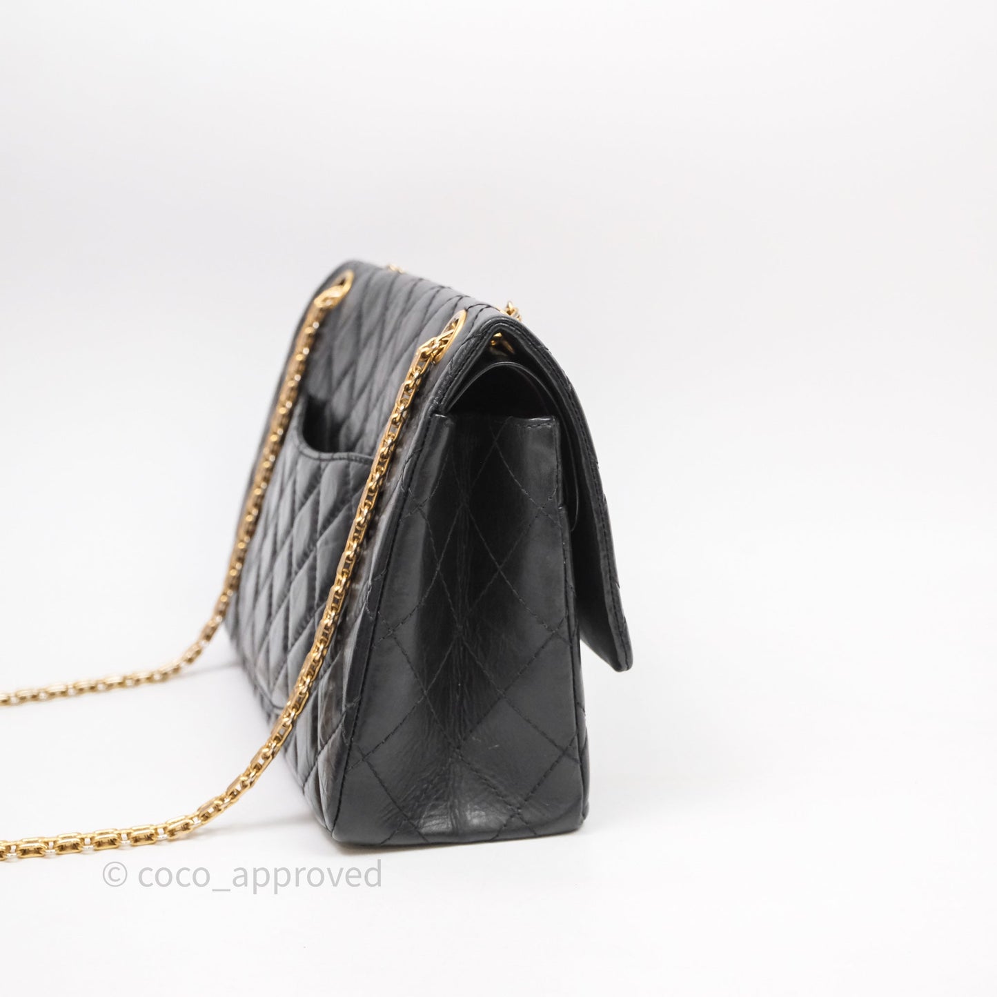 Chanel Quilted 2.55 Reissue 226 Flap Bag Black Aged Calfskin Gold Hardware
