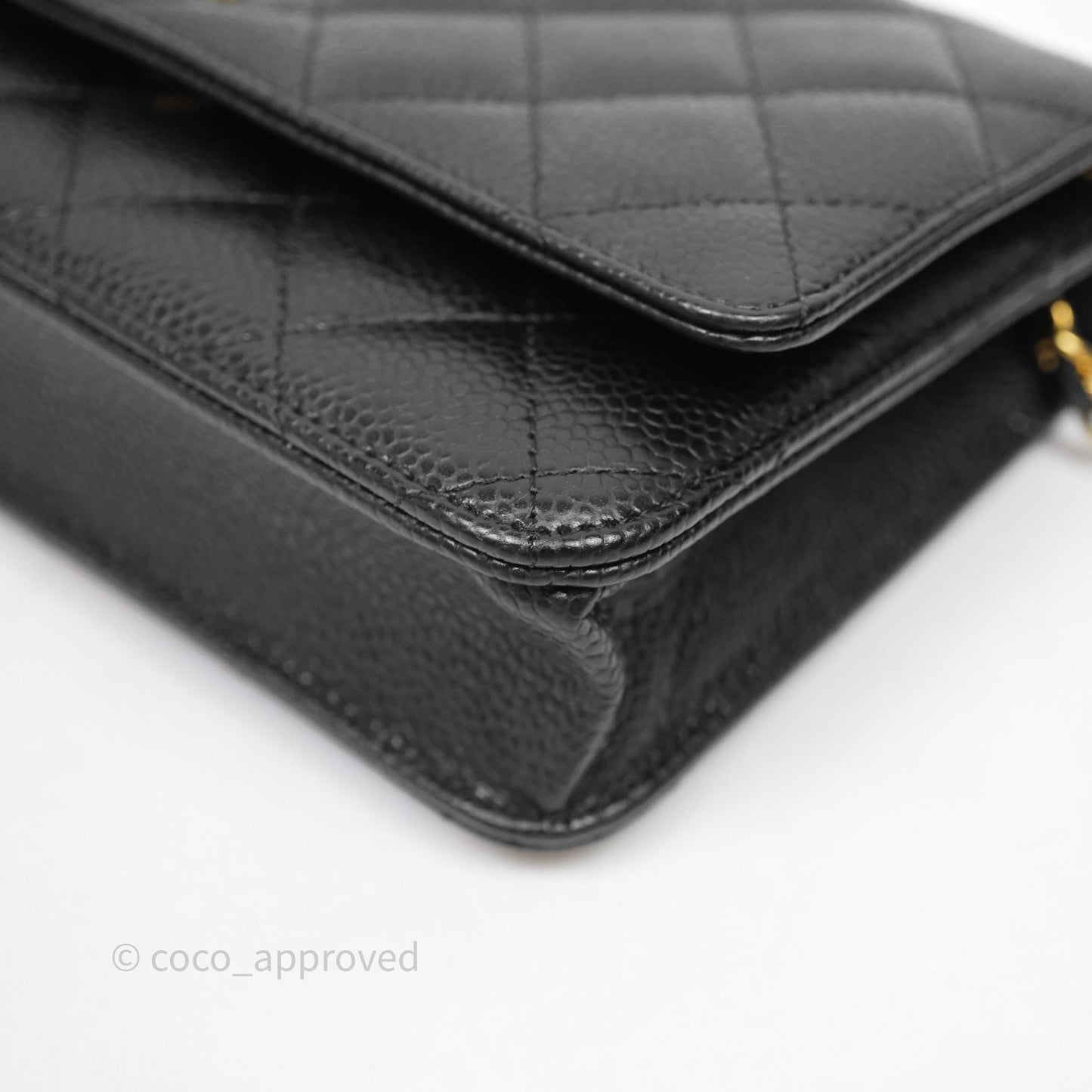 Chanel Classic Wallet On Chain WOC Quilted Black Caviar Gold Hardware