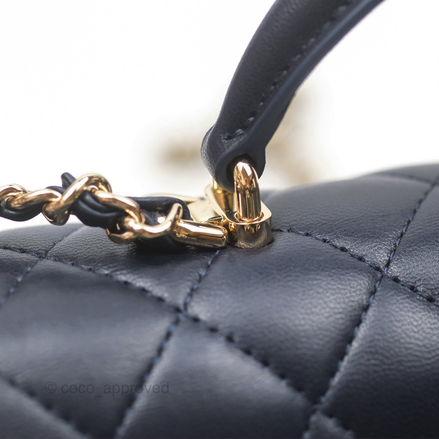 Chanel Top Handle Mini Rectangular Flap Bag Navy Lambskin Gold Hardware