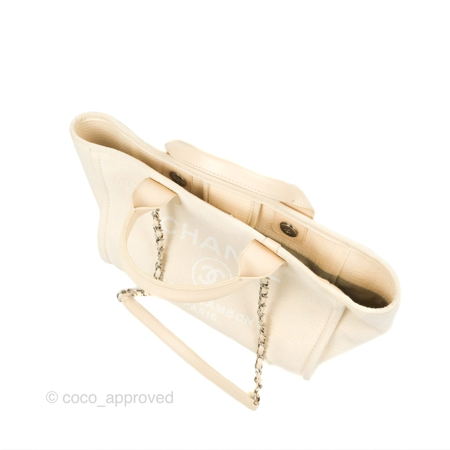 Chanel New Small Deauville Cream Ivory Canvas