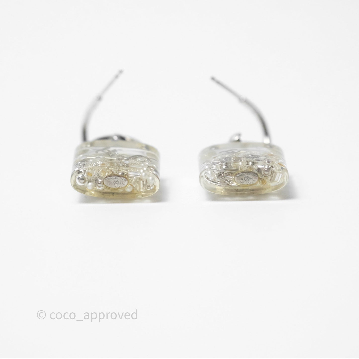 Chanel CC Padlock Resin Drop Earrings 14K