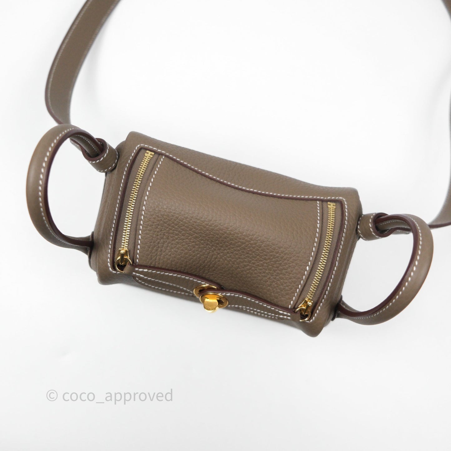 Hermès Mini Lindy 20 Etoupe 18 Clemence Gold Hardware