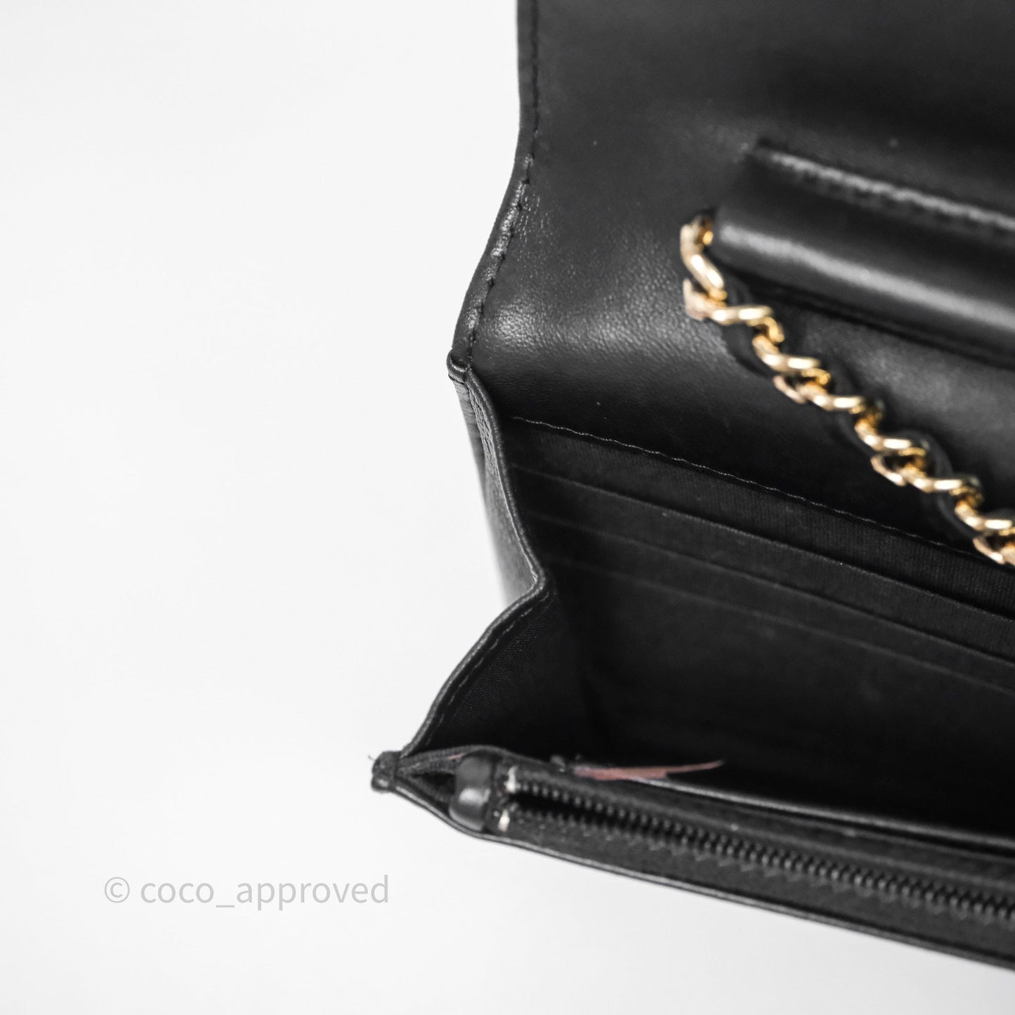Chanel Black Quilted Lambskin Boy Wallet on Chain Gold Hardware