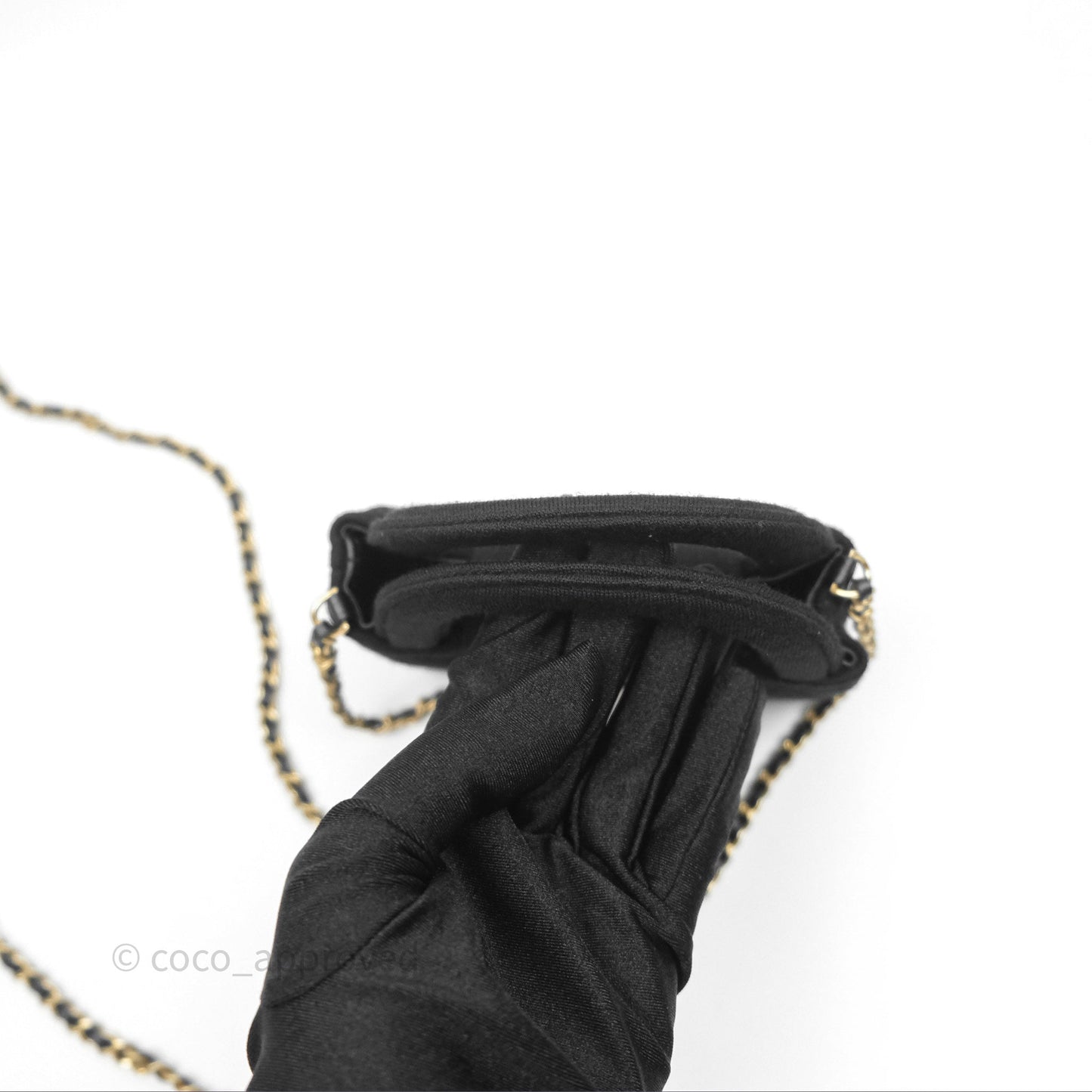 Chanel Mini Nano Kelly Bag Black Jersey Aged Gold Hardware 23K