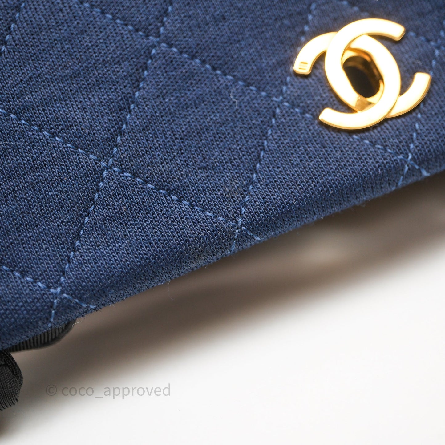 Chanel Vintage Mini Full Flap Bag Navy Fabrics / Lambskin 24K Gold Hardware