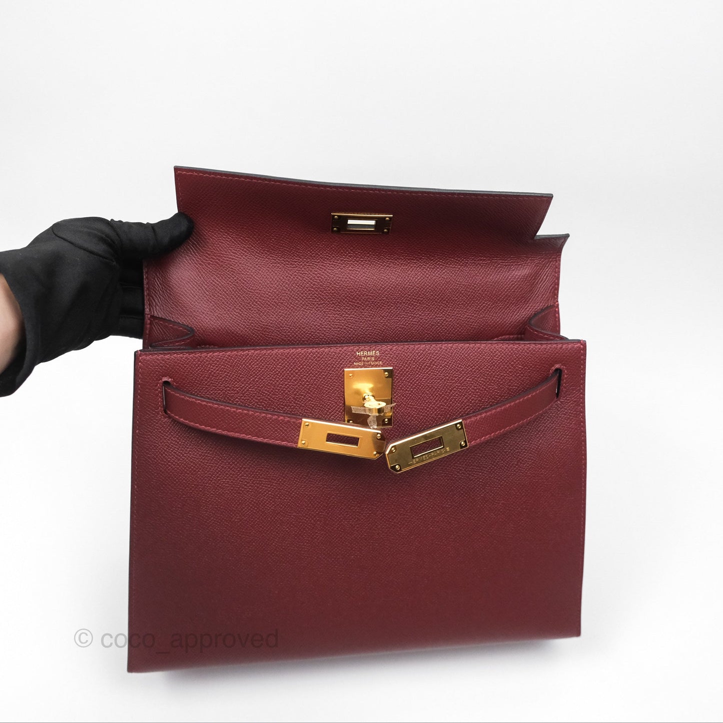 Hermès Kelly 28 Sellier Rouge Epsom Gold Hardware