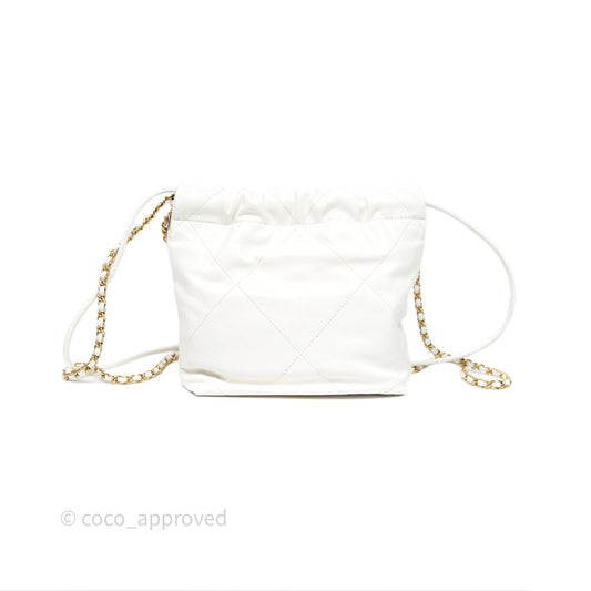 Chanel 22 Mini Bag White Shiny Crumpled Calfskin