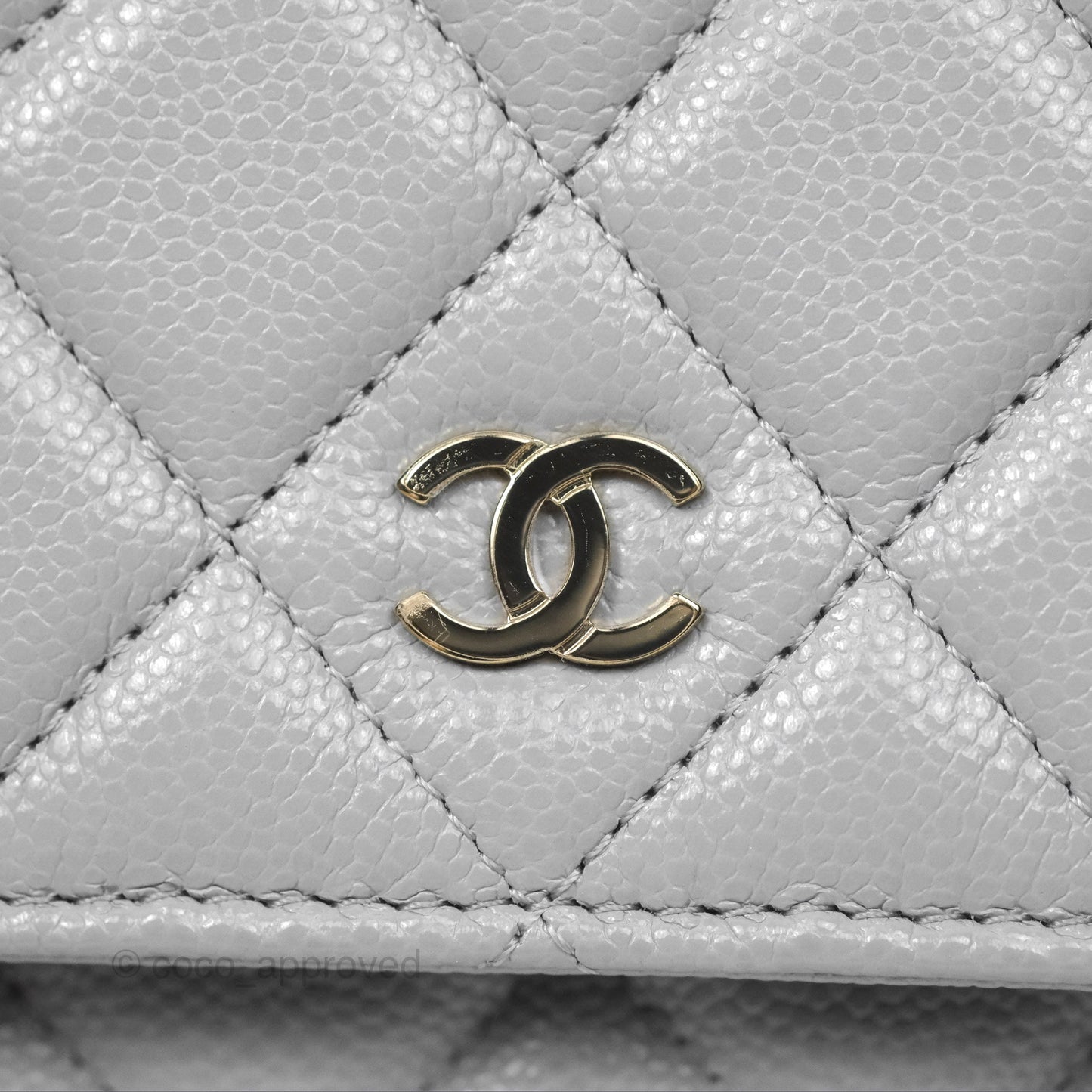 Chanel Quilted Classic Wallet on Chain WOC Grey Caviar Gold Hardware