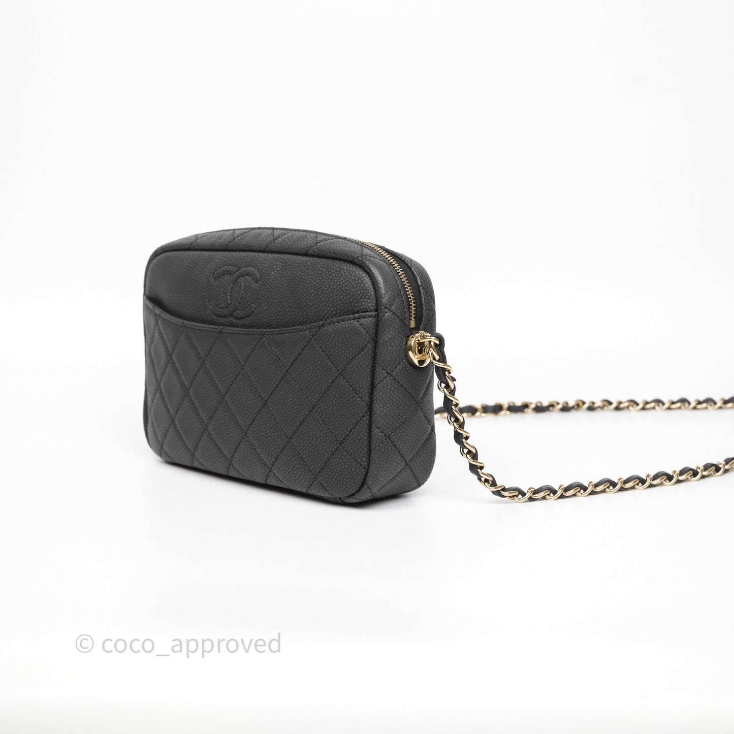 Chanel Camera Bag Black Matte Caviar Gold Hardware