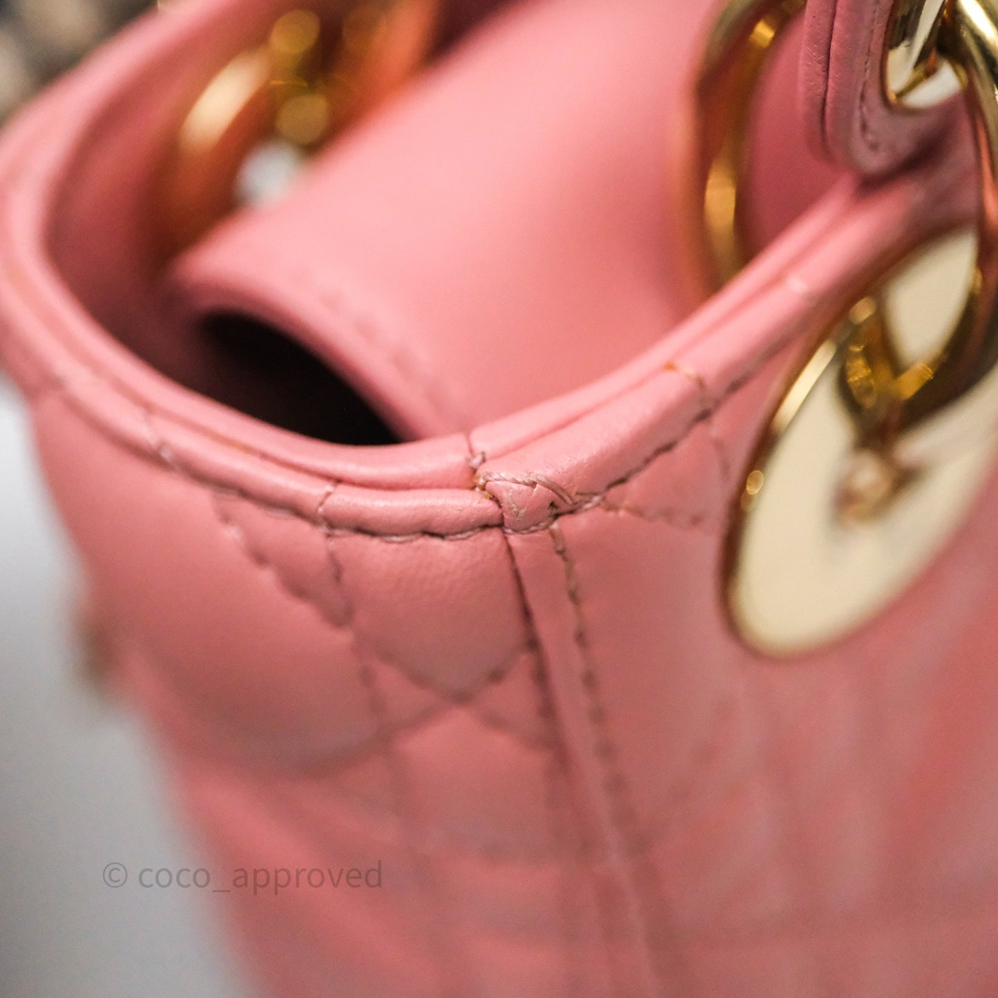 Christian Dior Mini Lady Dior My ABCDior Bag Pink Cannage Lambskin Gold Haardware
