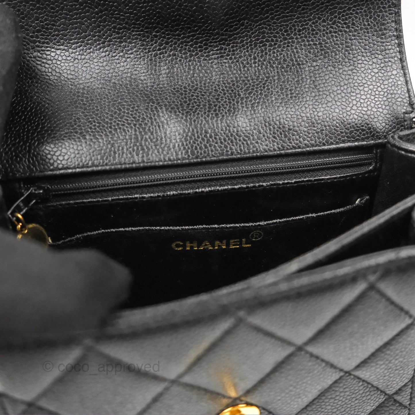 Chanel Shoulder Vintage Black Caviar 24K Gold Hardware