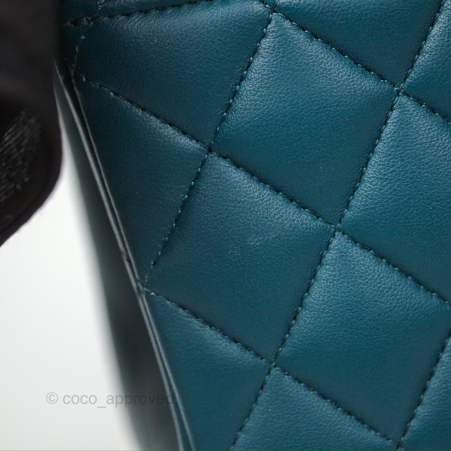 Chanel Classic M/L Medium Flap Quilted Teal Lambskin Silver Hardware