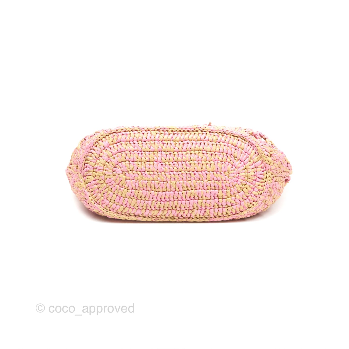 Chanel Coco Beach Bag Raffia Effect Braided Pink Beige Gold Hardware 24A