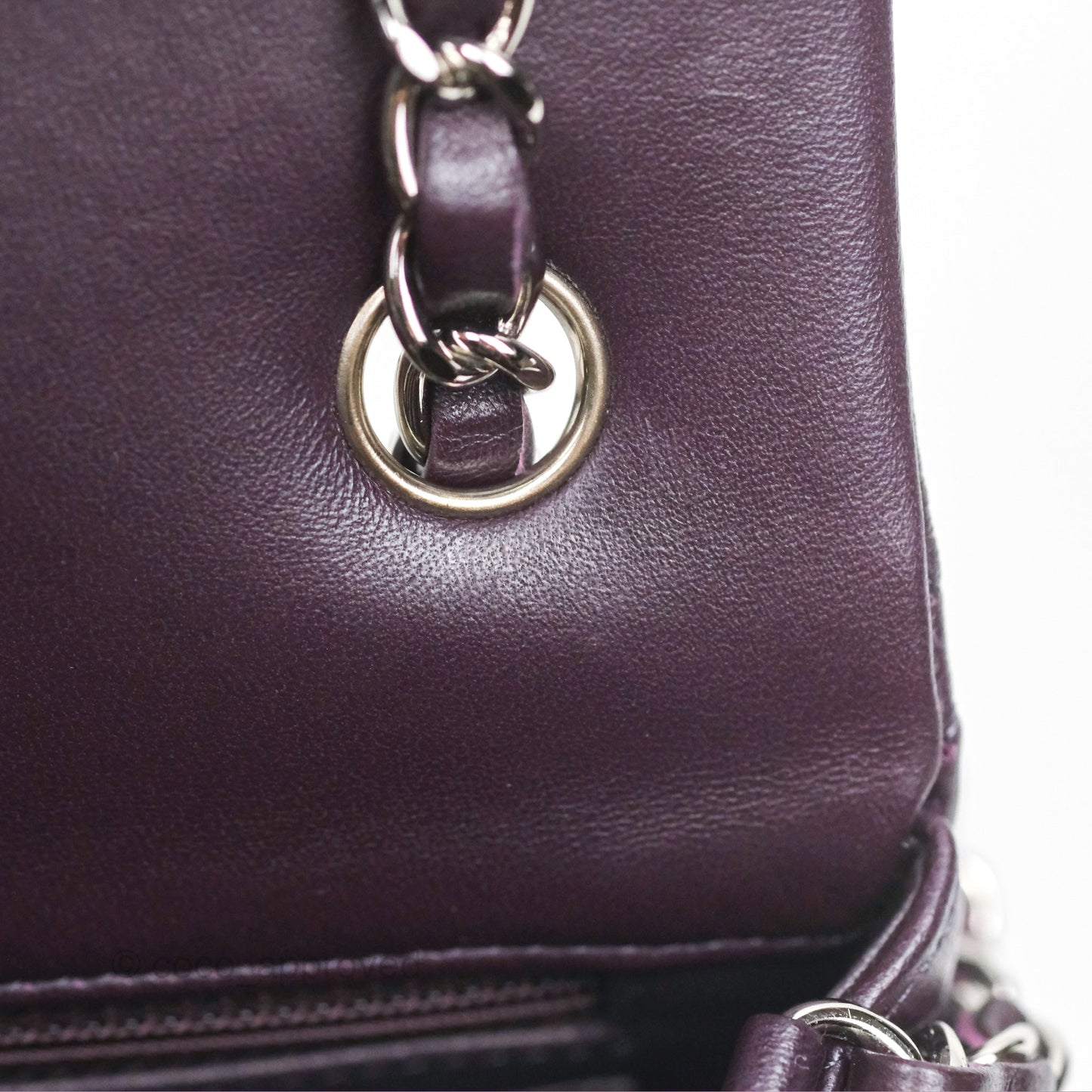 Chanel Mini Rectangular Quilted Dark Purple Lambskin Silver Hardware