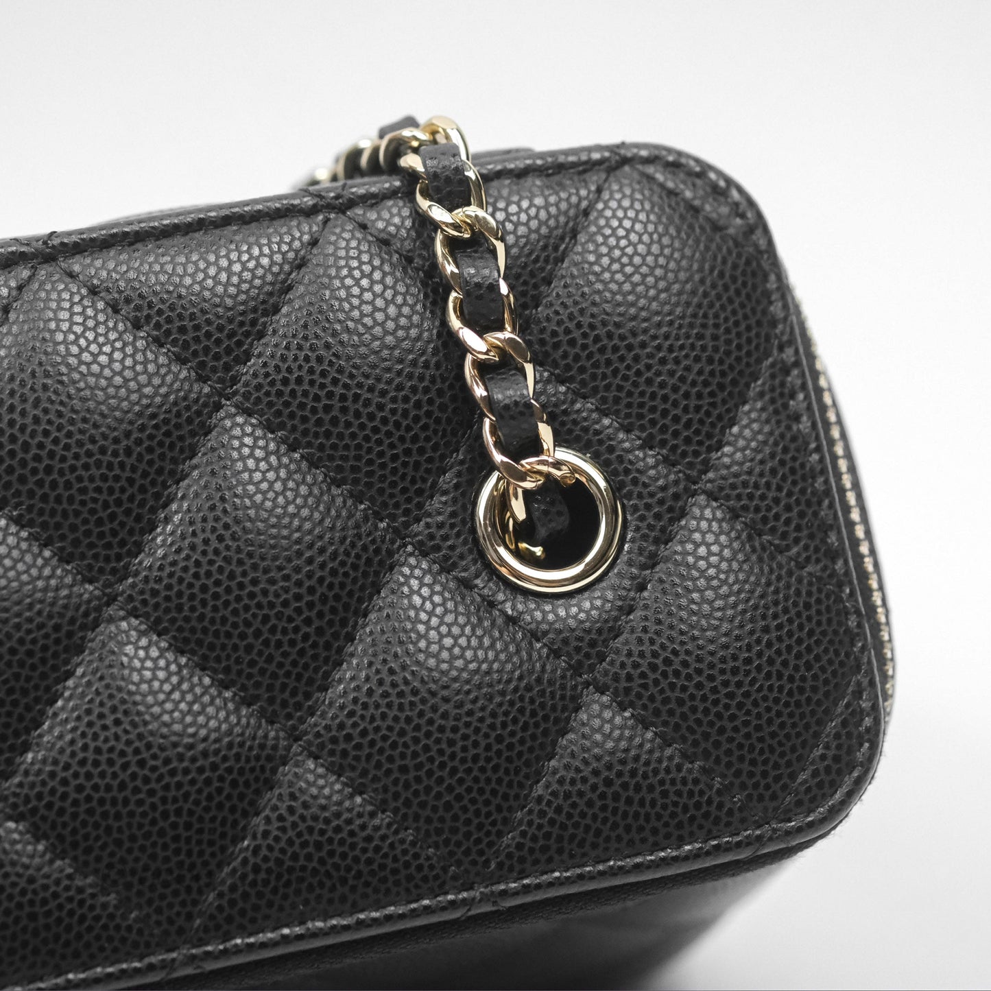 Chanel Vanity Rectangular With Chain Black Caviar Gold Hardware
