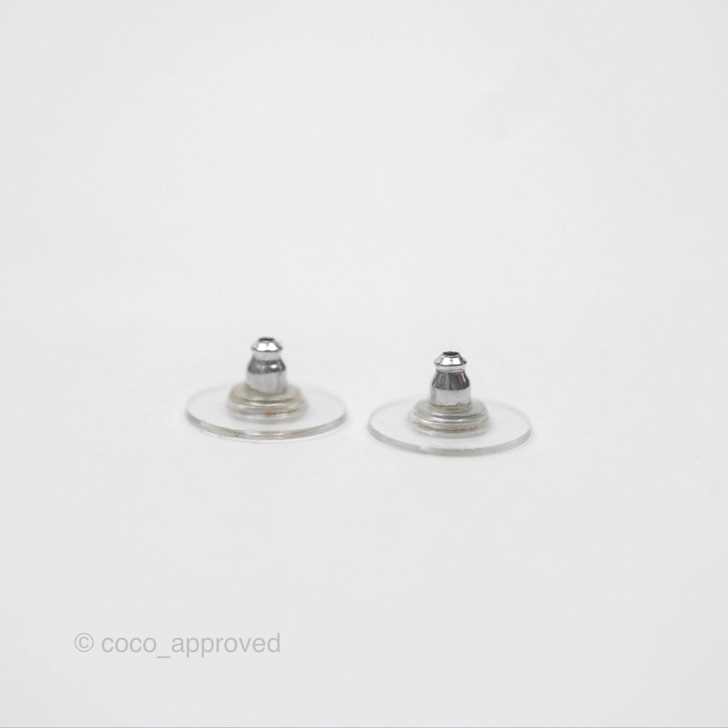 Chanel CC Round Earrings Silver Tone 19P