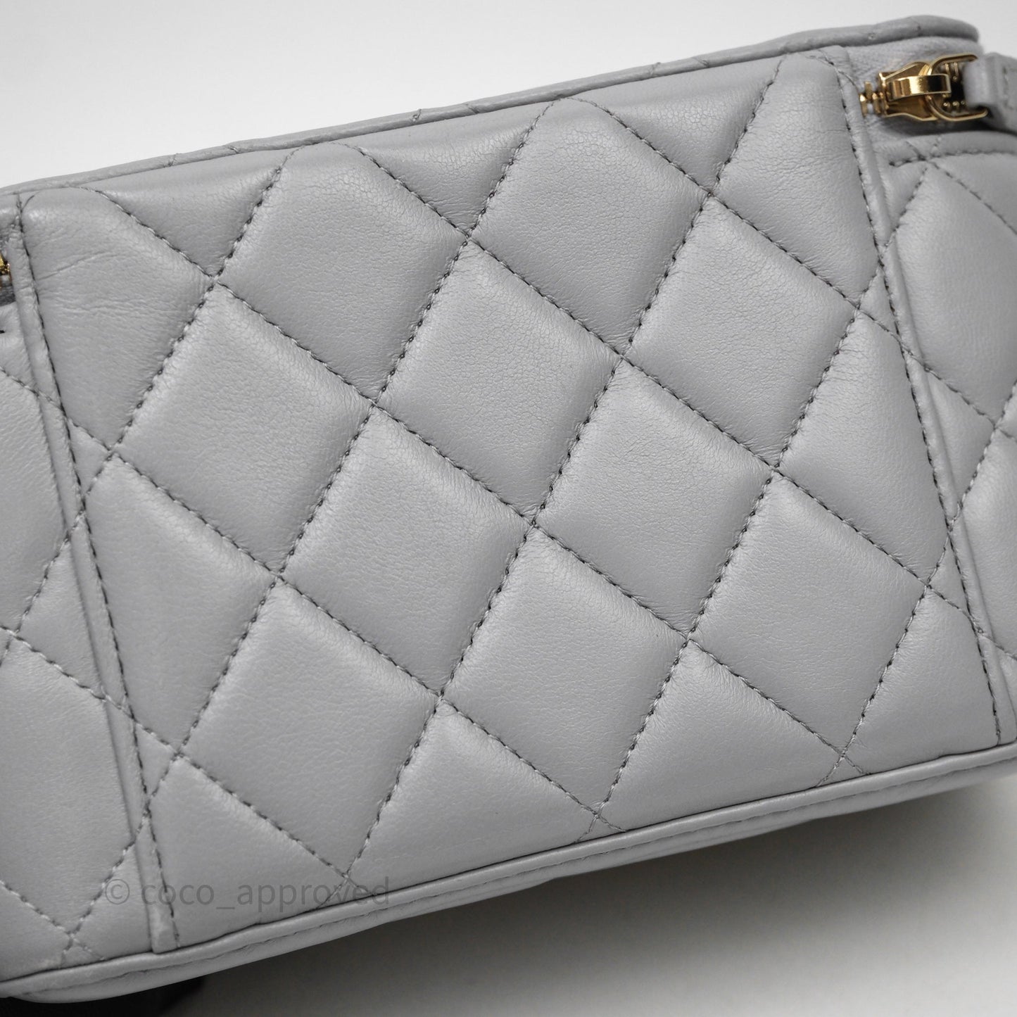 Chanel Vanity with Adjustable Chain Grey Lambskin Aged Gold Hardware