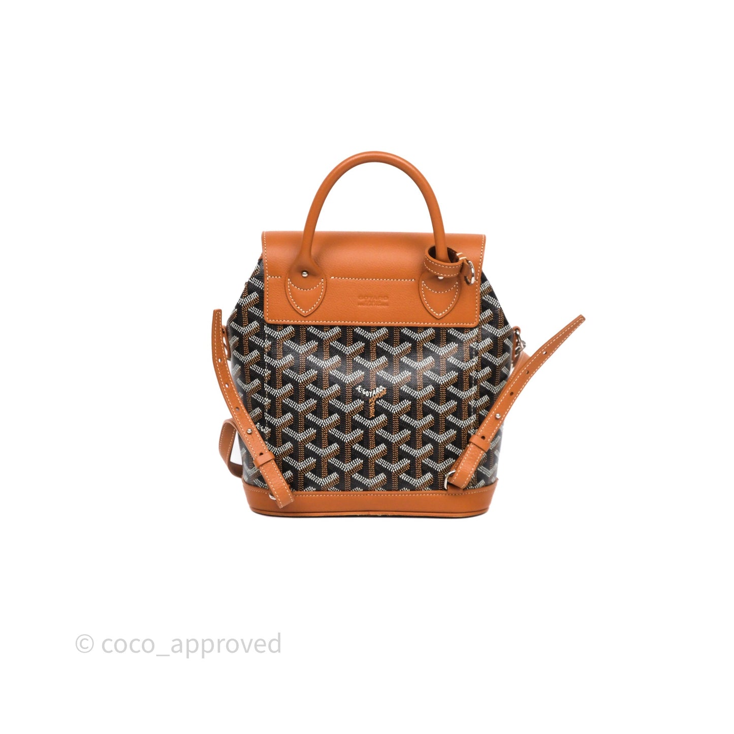 Goyard Mini Alpin Backpack Black/ Tan  Goyardine Calfskin