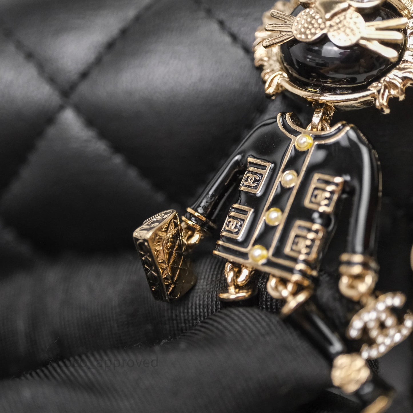 Chanel Top Handle Mini Rectangular Flap With Lion Charm Black Lambskin Gold Hardware