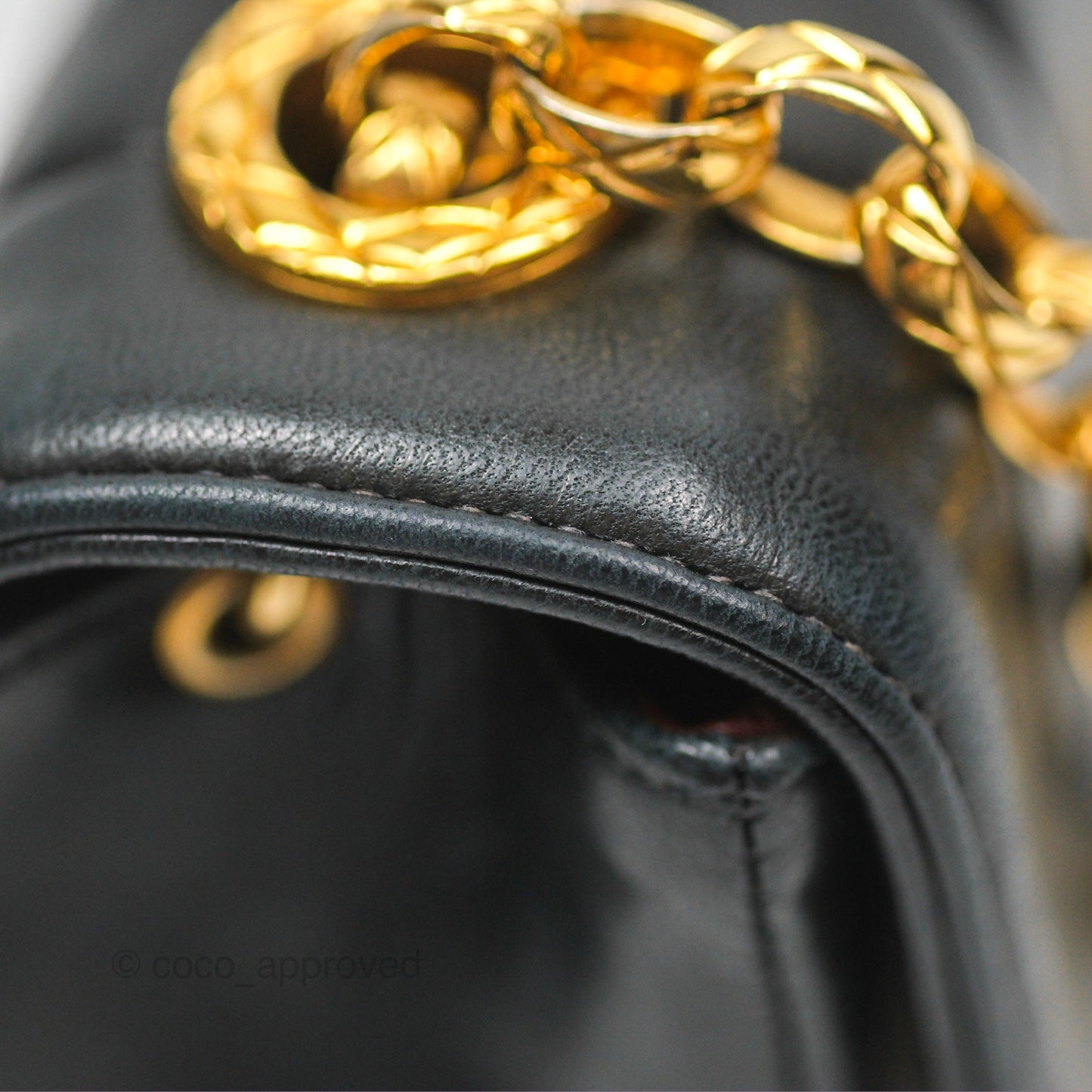 Chanel Vintage Mini Bijoux Chain Flap Black Lambskin Gold Hardware
