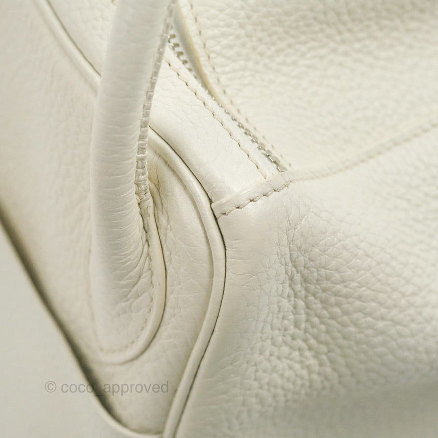 Hermes Lindy 30 White Clemence Palladium Hardware