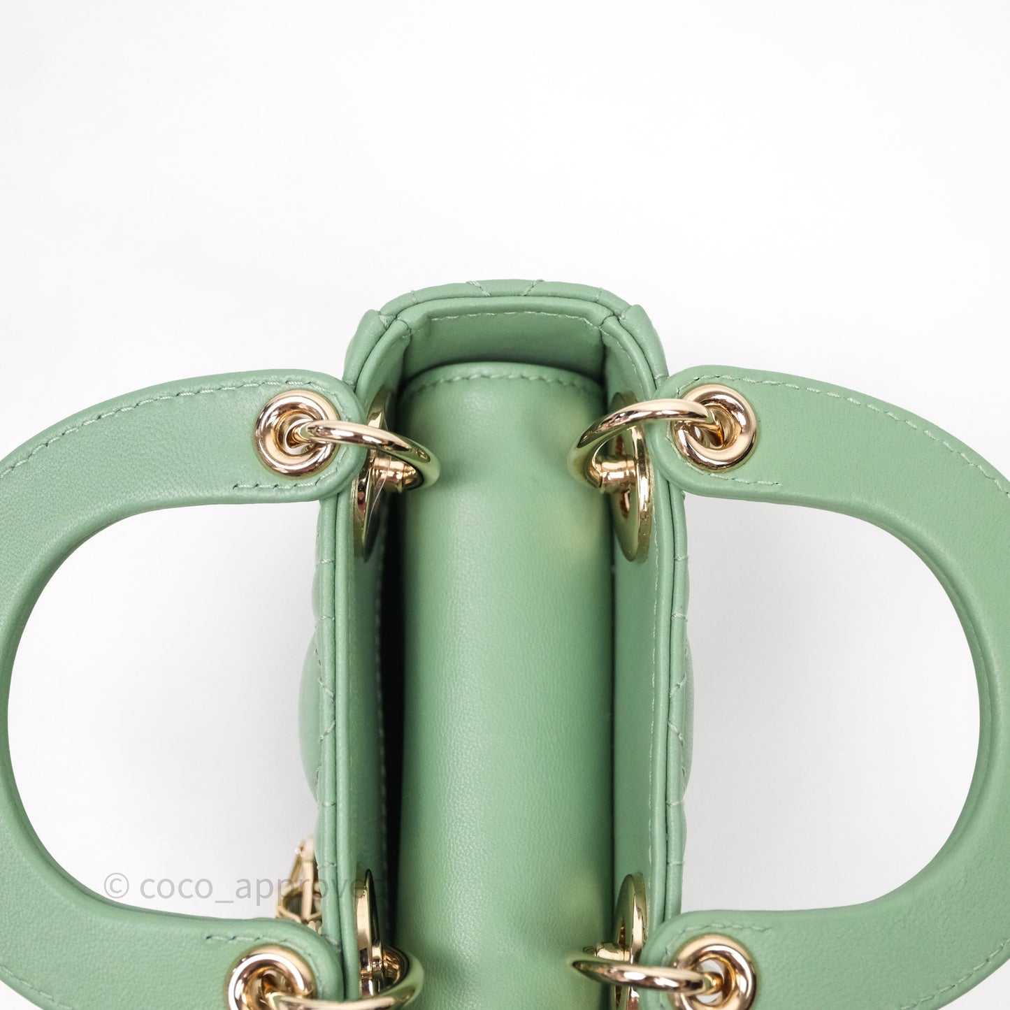 Christian Dior Micro Lady Dior Green Lambskin Cannage Gold Hardware