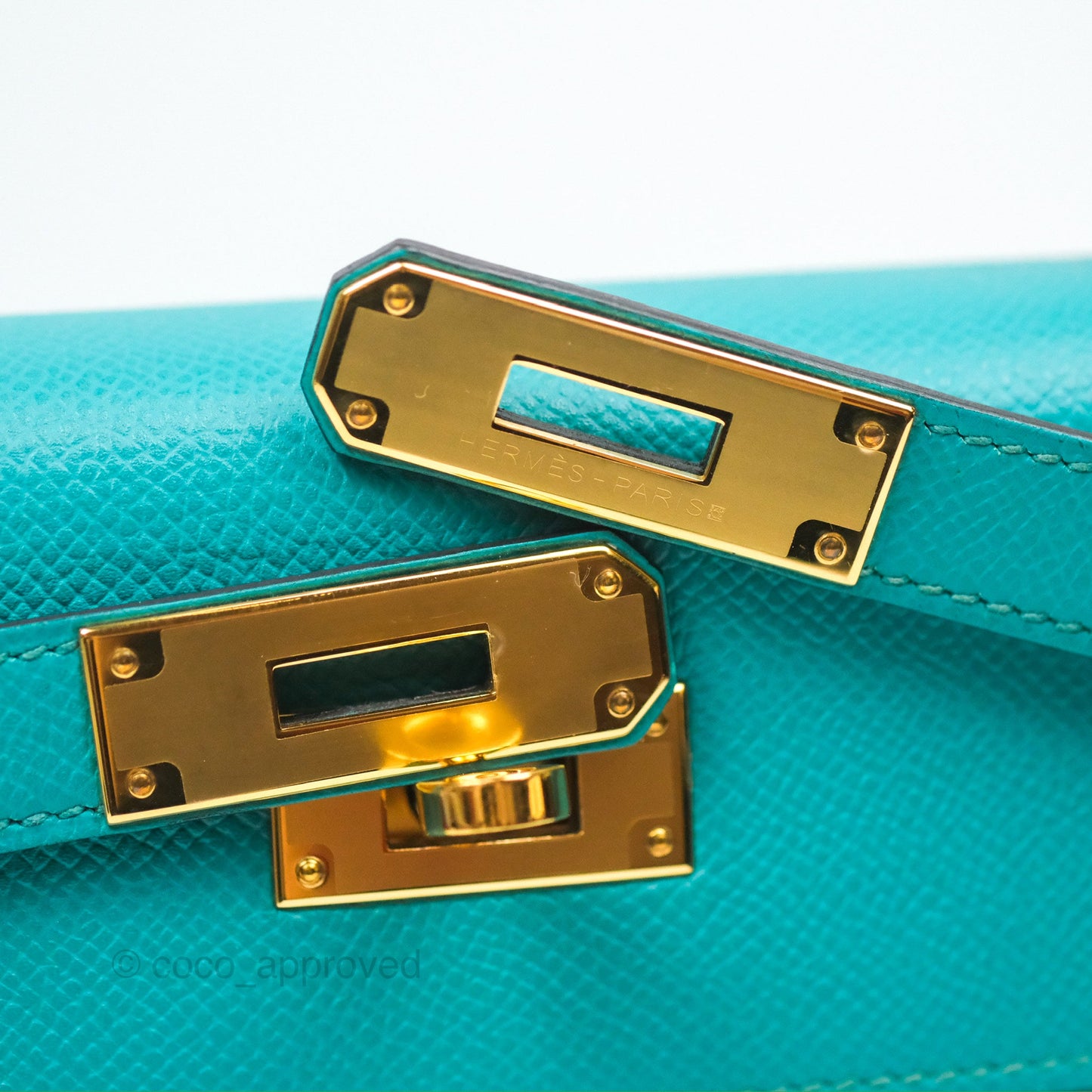 Hermès Sellier Kelly 28 Bleu Paon Epsom Gold Hardware